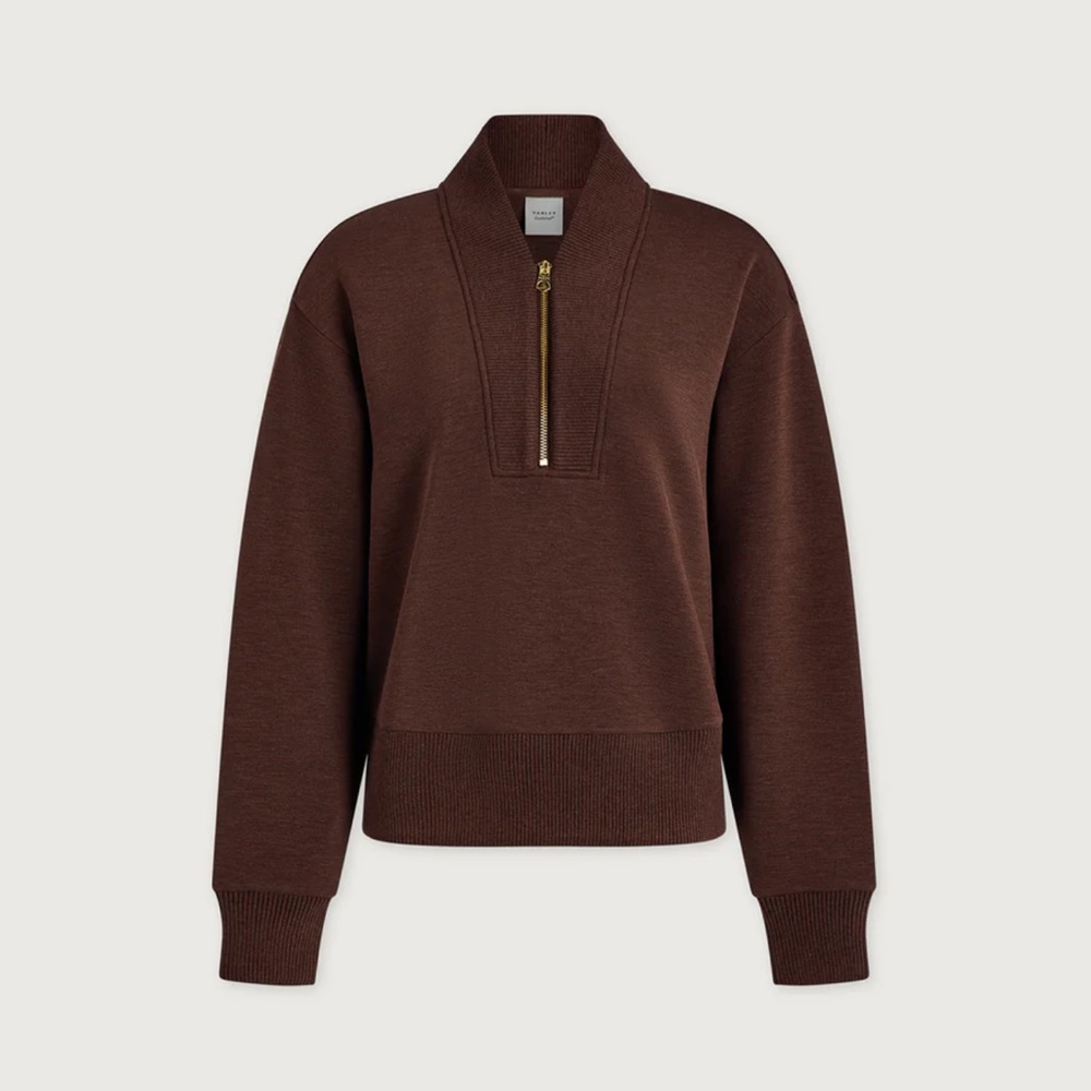 Varley Sally Half-Zip Sweatshirt in Coffee Bean Marl size Small